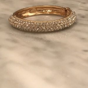 Gold and rhinestone clamp cuff